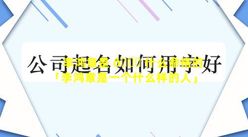 李鸿章是 🕊 什么命格的「李鸿章是一个什么样的人」